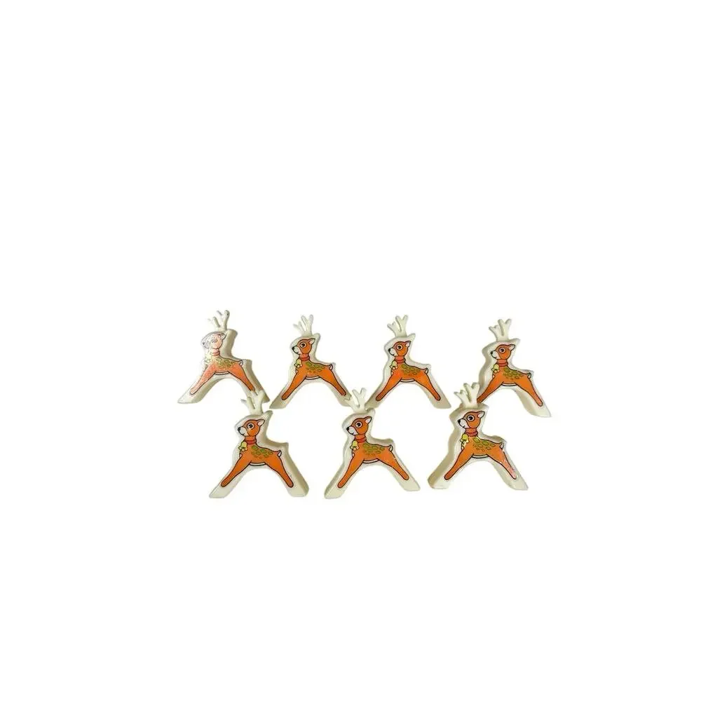 Kitschy Plastic Reindeer And‎ Santa Sleigh Light Covers Vintage Christmas 8 Pc